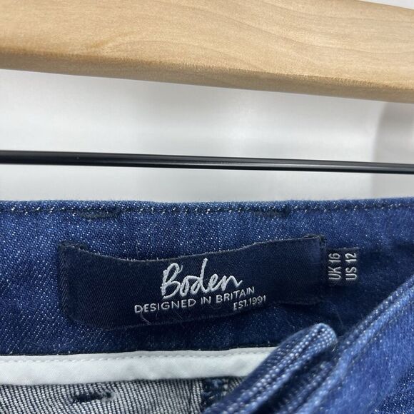 Boden Jeans Size 12 Womens The Wellington Dark Blue Trouser Straight Crop Denim - Picture 4 of 8